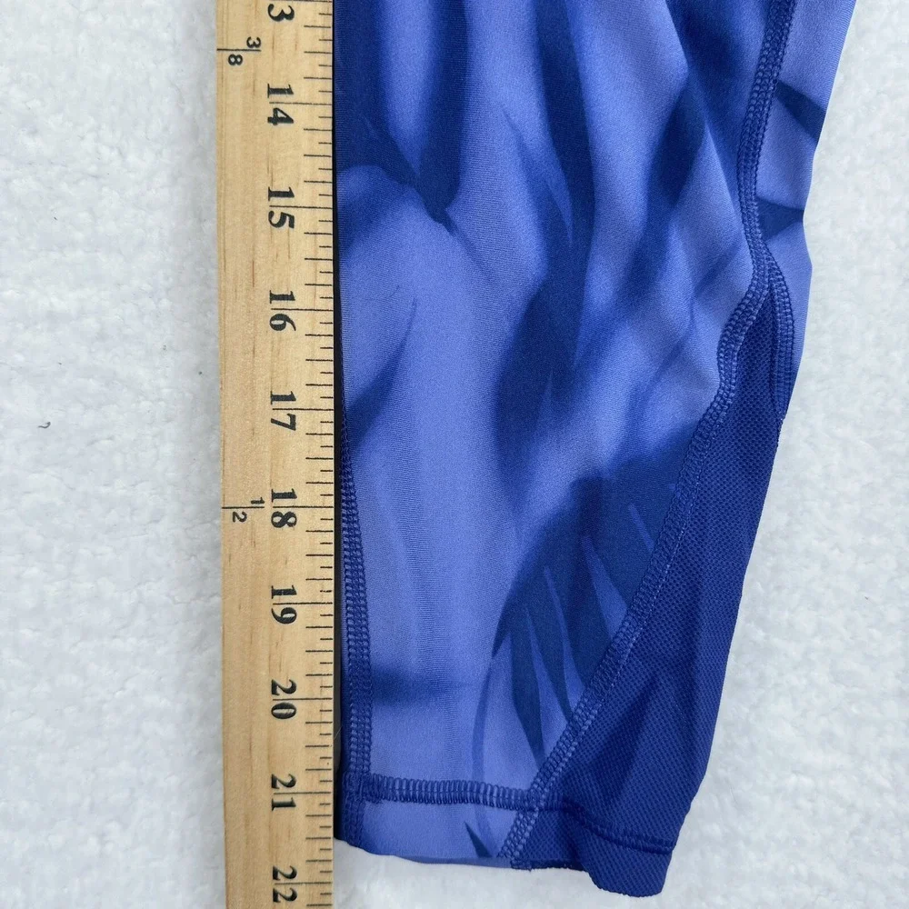 Under Armour Leggings Kids YXL Blue Palm Print HeatGear Athletic Tights
